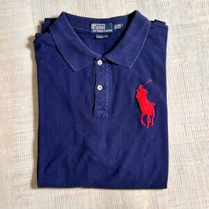 POLO Ralph Lauren Shirt Mens XXL Red Big Pony Short Sleeve Mesh Blue